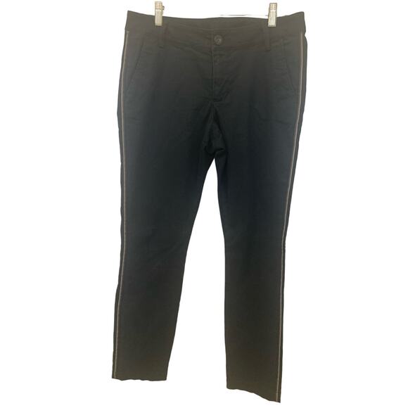 Cabi Ankle Black Pants 4 The Peyton Ribbon Side Stripe Preppy Skinny Stretch - Picture 1 of 10
